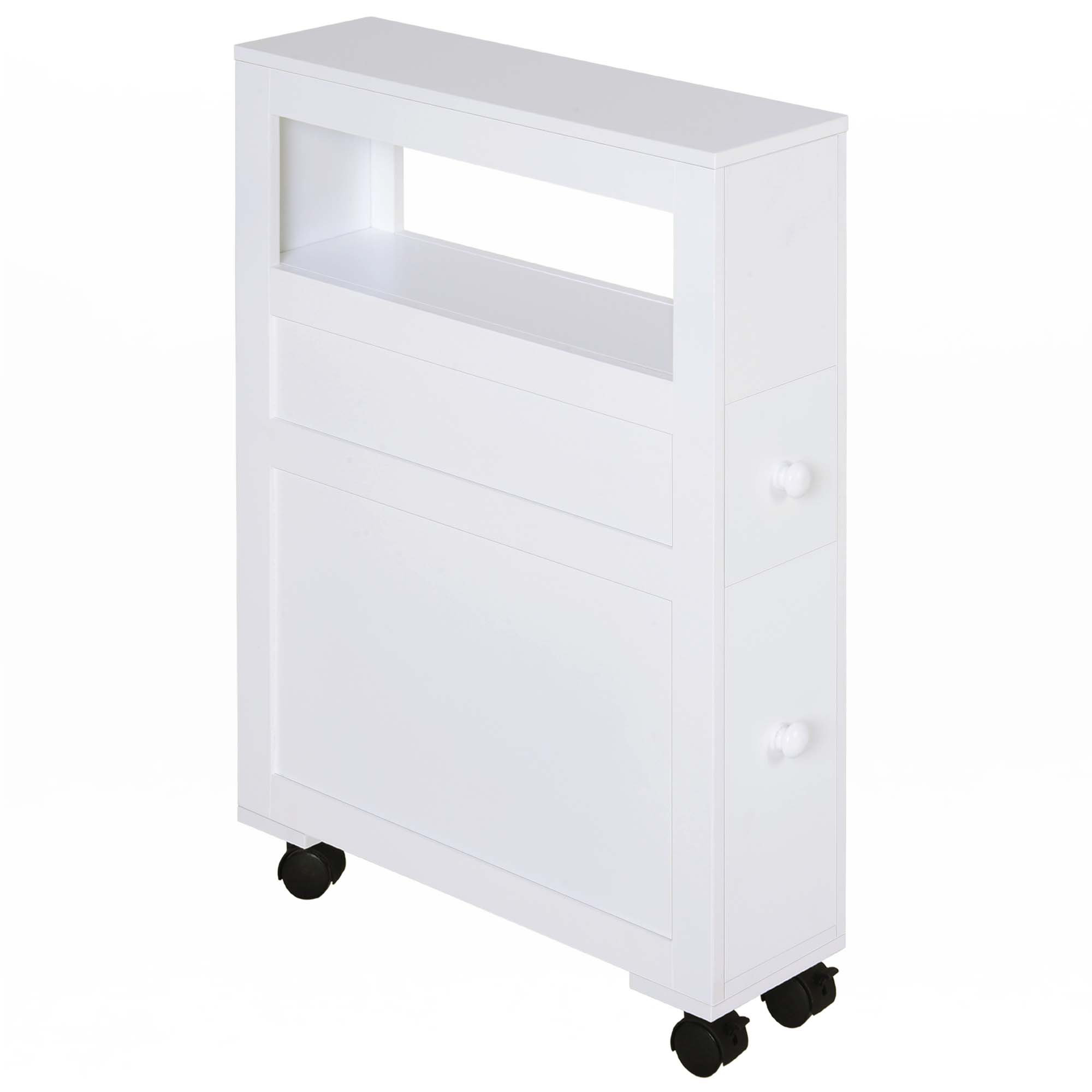 Dovecove 6.25" X 20.5" X 28.25" Wood Rolling Narrow Bathroom Side ...